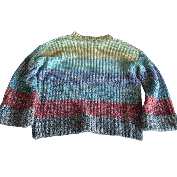 She + Sky Chunky Knit Rainbow Striped Sweater | Size Small - Picture 3 of 6